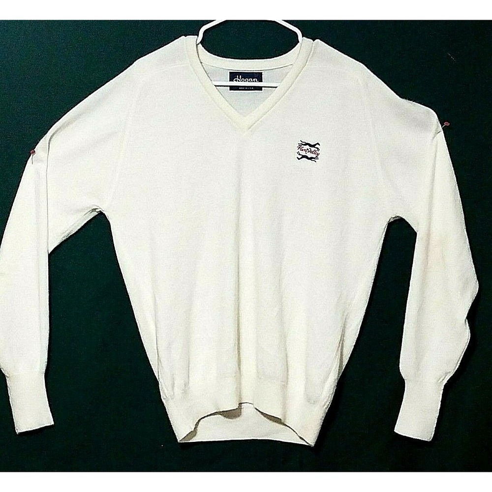 Hogan Men's Large Long sleeve HUNT VALLEY white pull over sweater